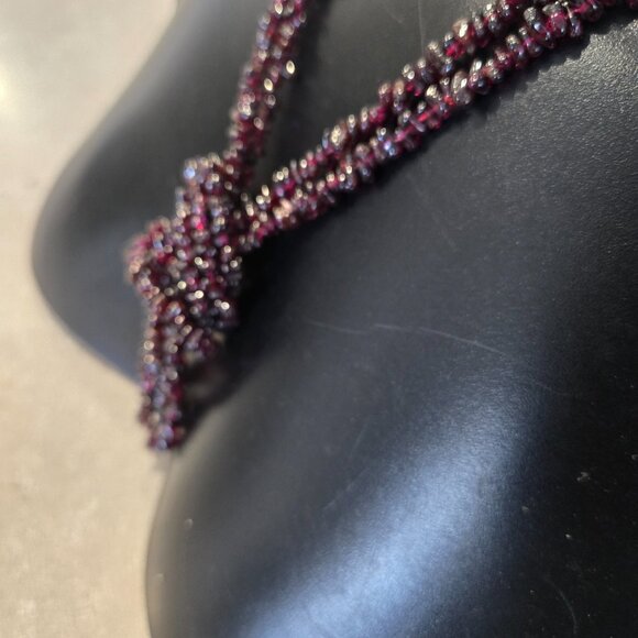 Women's Purple Beads Statement Necklace w/Donut Hole M-O-P Shell Pendant - Picture 9 of 14